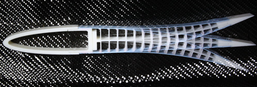 Fish-shaped structure showing three tail positions, select to go to Structures research web page